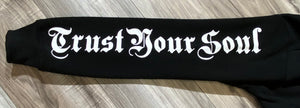 REDFOX "TRUST YOUR SOUL" FLEECE CROP JACKET W/ STACKED PANTS (BLACK)