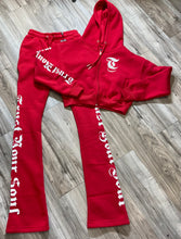 Load image into Gallery viewer, REDFOX &quot;TRUST YOUR SOUL&quot; FLEECE CROP JACKET W/ STACKED PANTS (RED)