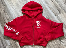 Load image into Gallery viewer, REDFOX &quot;TRUST YOUR SOUL&quot; FLEECE CROP JACKET W/ STACKED PANTS (RED)