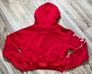 REDFOX "TRUST YOUR SOUL" FLEECE CROP JACKET W/ STACKED PANTS (RED)