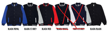 Load image into Gallery viewer, ACCESS MEN&#39;S VARSITY JACKET (BLACK/ROYAL)