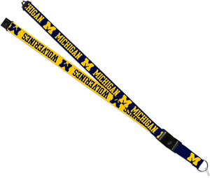 MICHIGAN WOLVERINES WINCRAFT REVERSIBLE LANYARD w/ DETACHABLE BUCKLE
