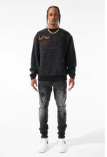 Load image into Gallery viewer, JORDAN CRAIG SILK ROAD CREWNECK SWEATER (BLACK DRAGON)