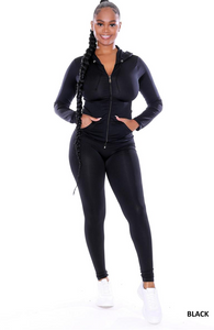 ACCESS LADIES 2PC ACTIVEWEAR ZIPPER HOODY OUTFIT SET (O/S FITS MOST)