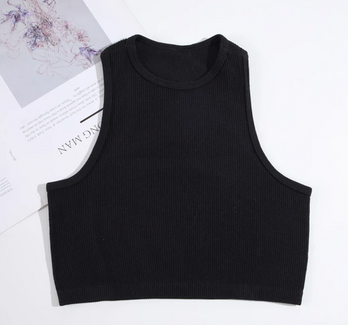 WOMEN'S RIBBED TANK CROP TOP IN STORES NOW! (BLACK)