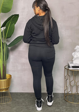 Load image into Gallery viewer, ACCESS LADIES 2PC ACTIVEWEAR/JOGGER ZIPDOWN FLEECE SET (BLACK)