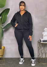 Load image into Gallery viewer, ACCESS LADIES 2PC ACTIVEWEAR/JOGGER ZIPDOWN FLEECE SET (BLACK)