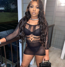 Load image into Gallery viewer, Women&#39;s Mesh Hollow Out Long Sleeve Mini Bodycon Dress IN STORES NOW!