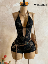 Load image into Gallery viewer, WOMEN'S SHEER LACE V-NECK ROMPER IN STORES NOW