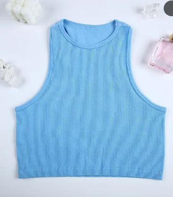WOMEN'S RIBBED TANK CROP TOP IN STORES NOW! (BLUE)