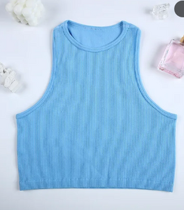 WOMEN'S RIBBED TANK CROP TOP IN STORES NOW! (BLUE)