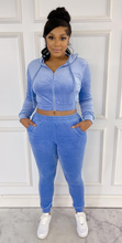 Load image into Gallery viewer, ACCESS LADIES 2PC ACTIVEWEAR VELVET JOGGER OUTFIT SET (BLUE)