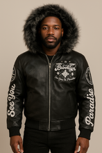 Load image into Gallery viewer, JORDAN CRAIG BROOKLYN BOMBER JACKET W/ HOOD (BLACK)