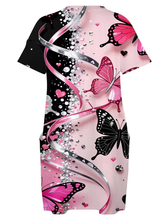 Load image into Gallery viewer, WOMEN'S PLUS SIZE PINK AND BLACK BUTTERFLIES DRESS IN STORES NOW