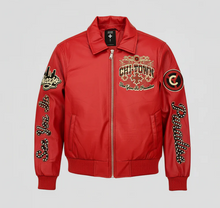 Load image into Gallery viewer, JORDAN CRAIG CHICAGO RHINESTONE BOMBER JACKET (RED)