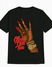 Load image into Gallery viewer, WOMEN'S "CLOCK THAT TEA" PLUS SIZE T-SHIRT IN STORES NOW