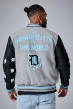 Load image into Gallery viewer, JORDAN CRAIG D-TOWN VARSITY JACKET (LION GREY)