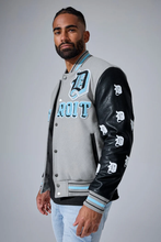 Load image into Gallery viewer, JORDAN CRAIG D-TOWN VARSITY JACKET (LION GREY)