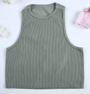WOMEN'S RIBBED TANK CROP TOP IN STORES NOW! (GREY)