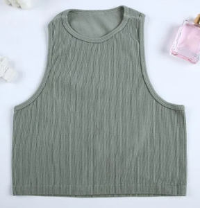 WOMEN'S RIBBED TANK CROP TOP IN STORES NOW! (GREY)