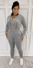 Load image into Gallery viewer, ACCESS LADIES 2PC ACTIVEWEAR VELVET JOGGER OUTFIT SET (CHARCOAL)