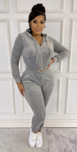 Load image into Gallery viewer, ACCESS LADIES 2PC ACTIVEWEAR VELVET JOGGER OUTFIT SET (CHARCOAL)