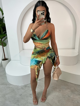 Load image into Gallery viewer, WOMEN'S HALTER SLIT RIBBON DRESS IN STORES NOW