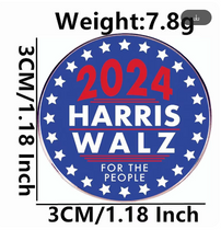 Load image into Gallery viewer, HARRIS WALZ 2024 FOR THE PEOPLE BLUE BUTTON/PIN