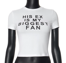Load image into Gallery viewer, WOMEN&#39;S &quot;HIS EX&quot; CROP TOP IN STORES NOW! (WHITE)