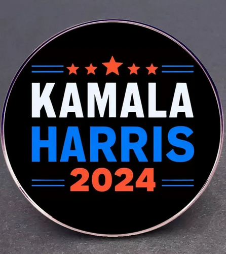 KAMALA HARRIS BLACK 2024 CAMPAIGN BUTTON/PIN