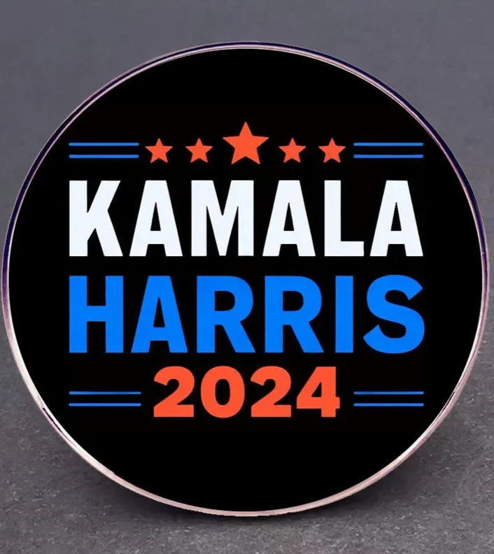 KAMALA HARRIS BLACK 2024 CAMPAIGN BUTTON/PIN