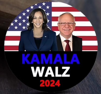 KAMALA HARRIS TIM WALZ 2024 CAMPAIGN BUTTON/PIN