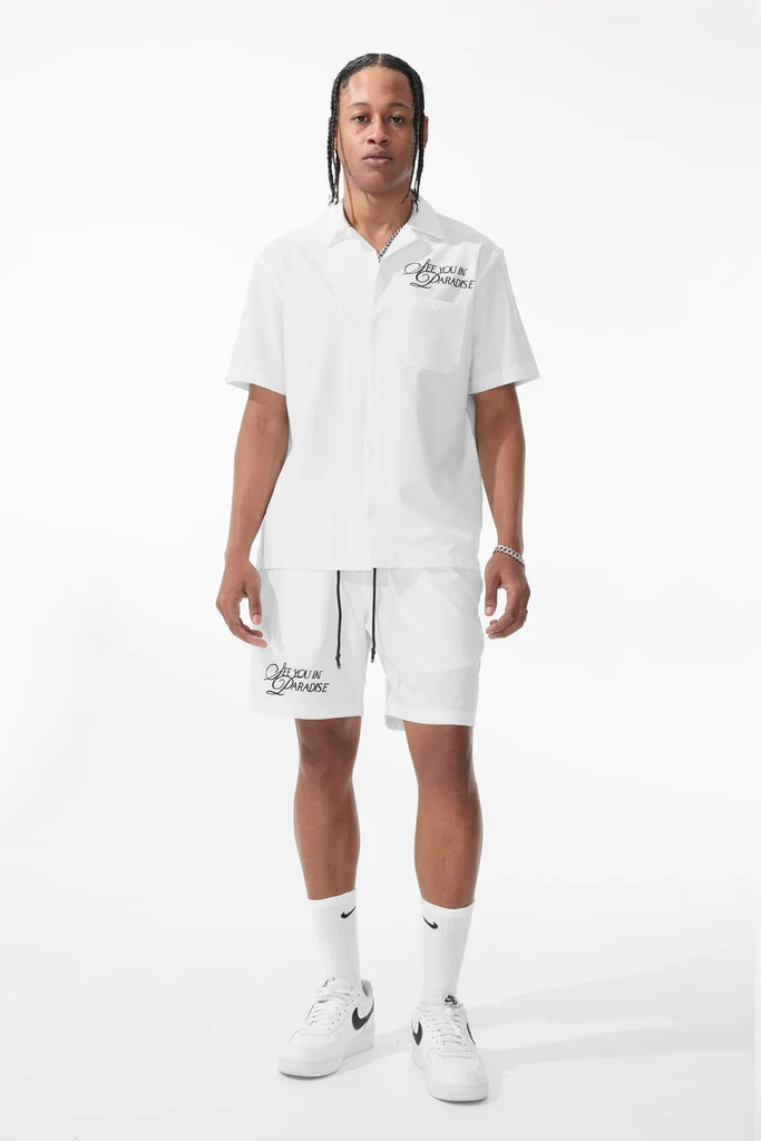 Jordan Craig Oakland Mechanic 2pc. Short Set (White)