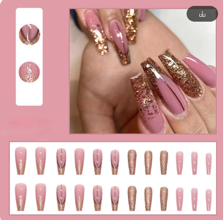 24Pcs Long Coffin False Press On Nails (99)