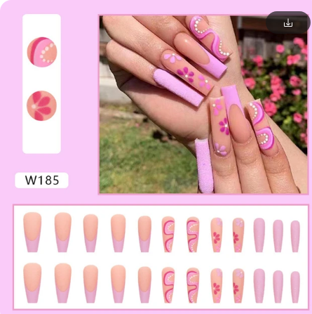 24Pcs Long Coffin False Press On Nails (185)