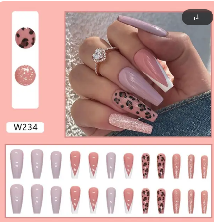 24Pcs Long Coffin False Press On Nails (W234)