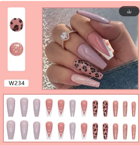 24Pcs Long Coffin False Press On Nails (W234)