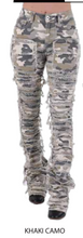 Load image into Gallery viewer, RED FOX WOMEN&#39;S STACKED FRAYED HEAVY TWILL PANTS PA4416 (KHAKI CAMO)