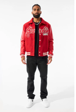 Load image into Gallery viewer, JORDAN CRAIG PARADISE TOUR VARSITY JACKET (BF STEAL) (RED)