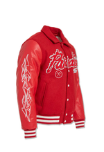 Load image into Gallery viewer, JORDAN CRAIG PARADISE TOUR VARSITY JACKET (BF STEAL) (RED)
