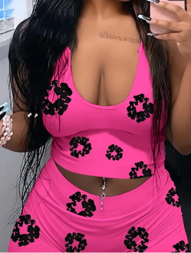 WOMEN'S FLORAL PRINT 2PC SET IN STORES NOW! (PINK)