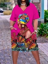 Load image into Gallery viewer, WOMEN'S PLUS SIZE "AFRICAN WOMAN" PRINT DRESS IN STORES NOW