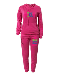 WOMEN'S 2pc PINK PRINT HOODIE & JOGGER SET (PINK) IN STORES NOW!