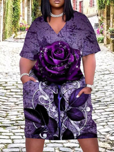 Load image into Gallery viewer, WOMEN'S PLUS SIZE PURPLE ROSE PRINT DRESS IN STORES NOW