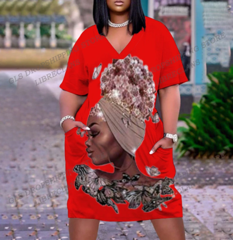 Women's Fashion African Print Dress (Red) IN STORES NOW!