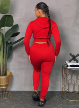 Load image into Gallery viewer, ACCESS WOMEN&#39;S 2PC ACTIVEWEAR ZIPDOWN CROP/JOGGER OUTFIT SET (RED)