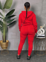 Load image into Gallery viewer, ACCESS LADIES 2PC ACTIVEWEAR/JOGGER ZIPDOWN FLEECE SET (RED)