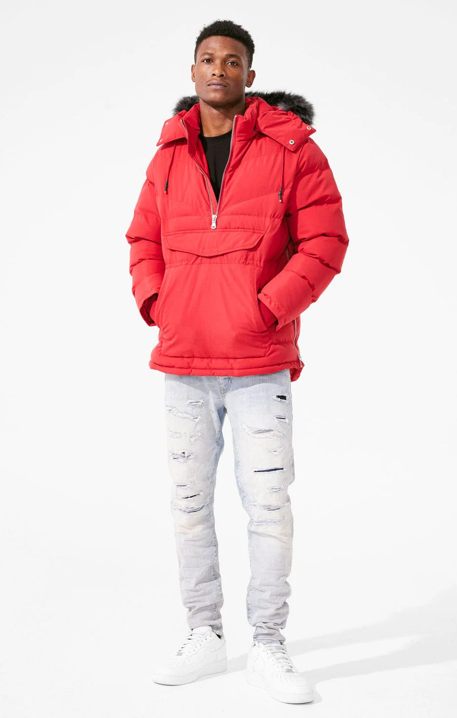 JORDAN CRAIG CONCORD PULLOVER ANORAK JACKET (RED)