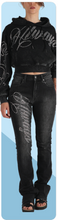 Load image into Gallery viewer, REDFOX WOMENS CROP HOODIE AND STACKED JEAN RHINESTONE SET (HD3570)