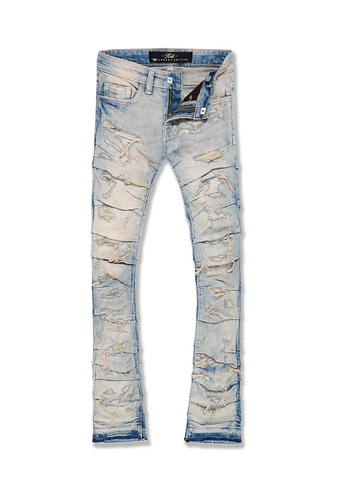 Jordan Craig Martin Stacked Ripple Effect Distressed Jeans (Cream Wash) JTF1157